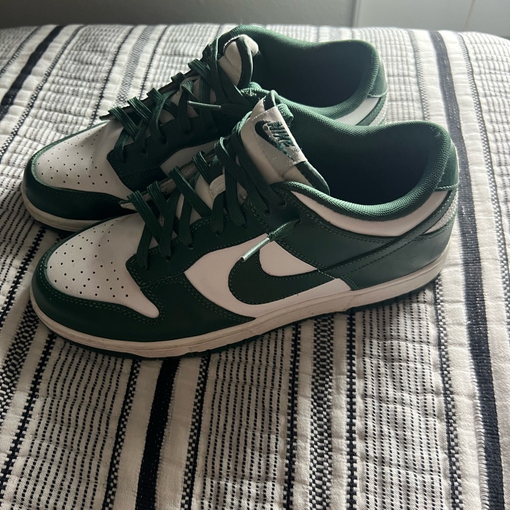 Nike Men's Green and White Dunks